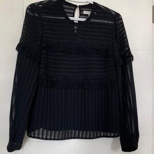 Heartloom Sheer Black Ruffle Blouse